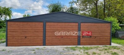 Garaż blaszany PREMIUM, 9x6m,trzy bramy uchylne , wzmocniony profilem zamkniętym ocynkowanym