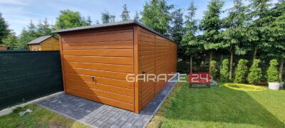 Garaż blaszany na zgłoszenie 3x5m , złoty dąb, filc pod dachem, drzwi , wzmocniony profilem zamkniętym ocynkowanym