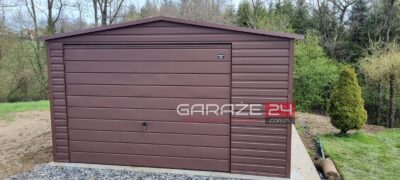 Garaż blaszany na zgłoszenie, 4x5,5m ,brąz mat ,brama uchylna , wzmocniony profilem zamkniętym ocynkowanym