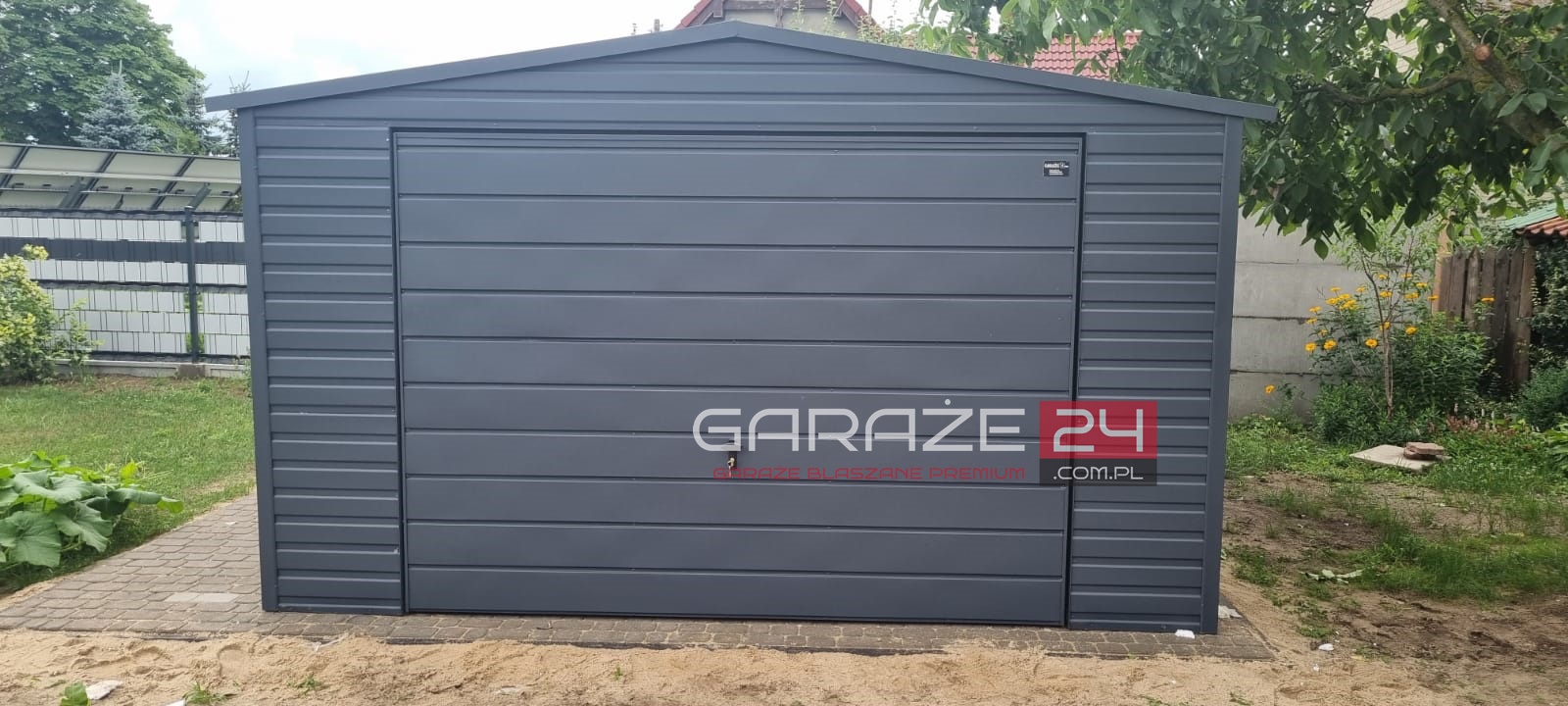 Garaż blaszany na zgłoszenie , 4x5m, grafit mat, brama uchylna , wzmocniony profilem zamkniętym ocynkowanym - obrazek 5