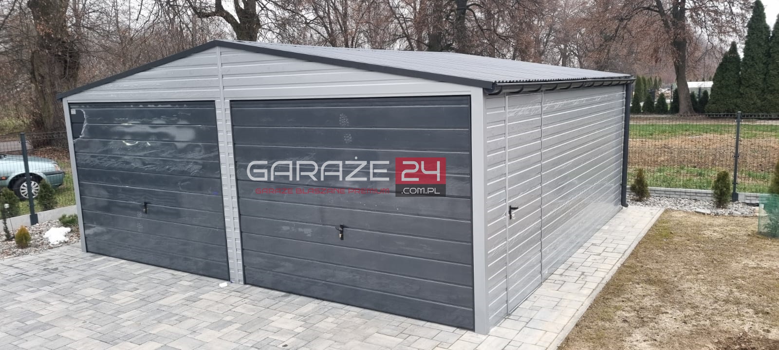 Garaż blaszany na zgłoszenie, 6x5,80m, do 35m2, dwie bramy uchylne , wzmocniony profilem zamkniętym ocynkowanym - obrazek 3