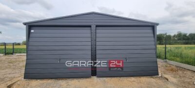 Garaż blaszany na zgłoszenie 6x5m , do 35m2, grafit mat, dwie bramy uchylne, wzmocniony profilem zamkniętym ocynkowanym