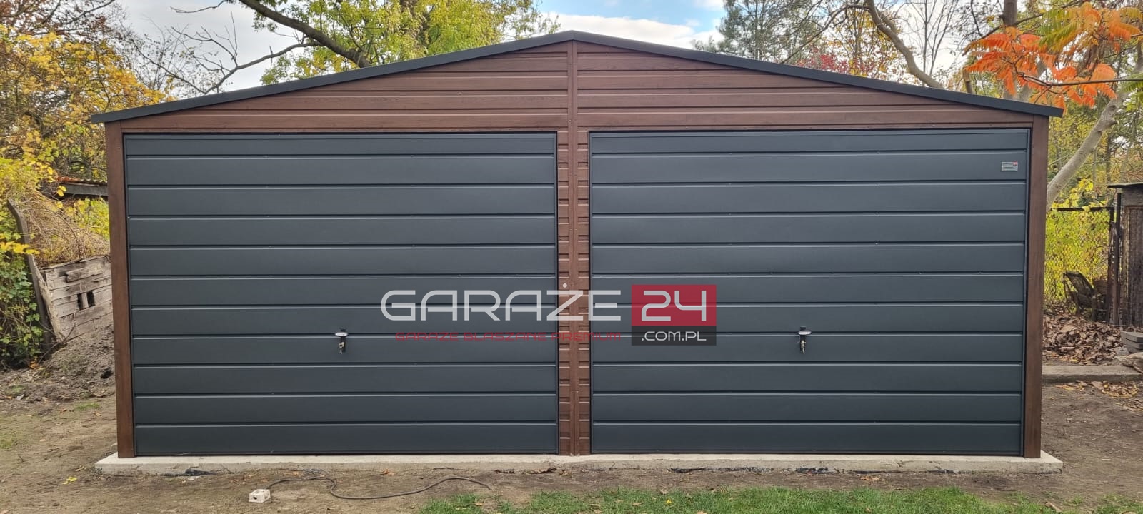 Garaż blaszany PREMIUM 6x5,80m, do 35m2 na zgłoszenie ,ciemny orzech + grafit , podwyższony o 10cm, wzmocniony profilem zamkniętym ocynkowanym - obrazek 6