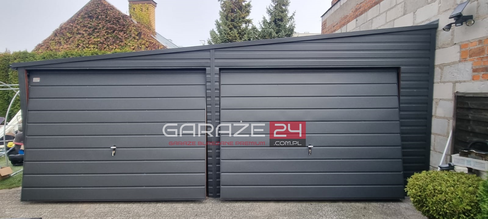 Garaż blaszany Premium 6,5x6m, spad w lewo, drzwi , wzmocniony profilem zamkniętym ocynkowanym - obrazek 2
